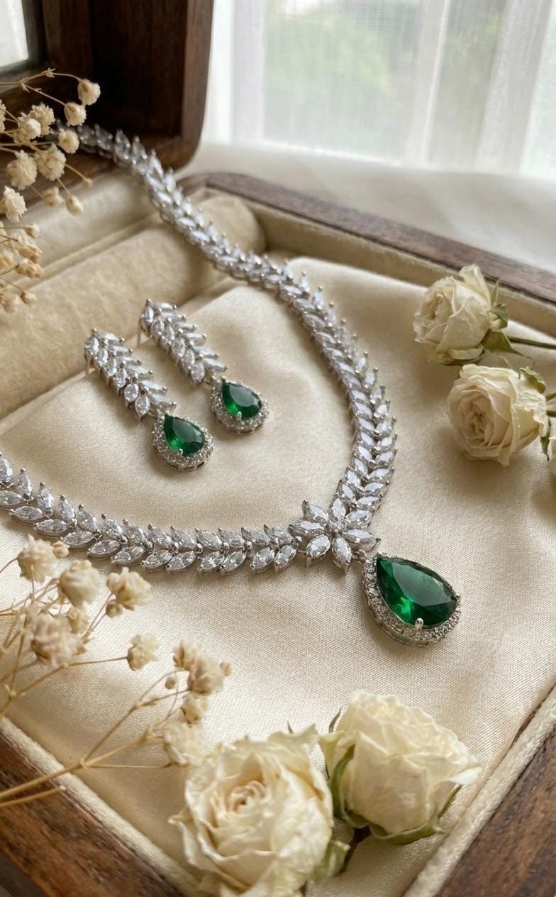 Emerald Elegance Luxe Bridal Jewellery Set